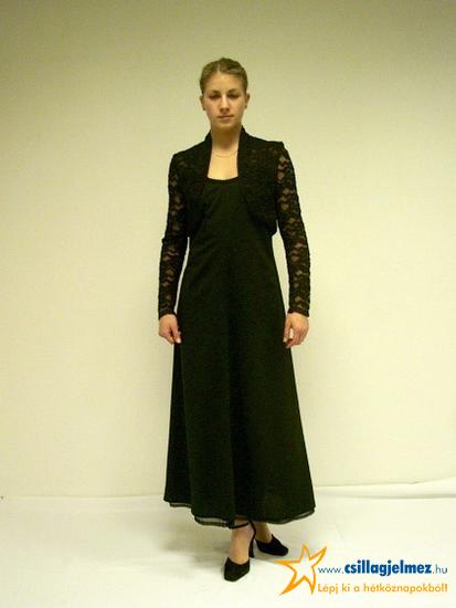 Fekete vállpántos alkalmi ruha boleróval